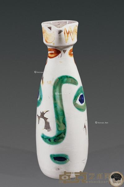 1969年作 人脸水罐 彩釉水罐 高30.5cm