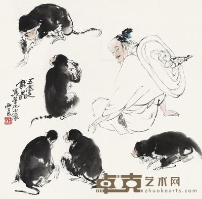 五禽之戏图 镜心 设色纸本 67.5×68.5cm