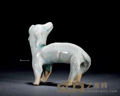 宋 湖田窑瓷塑狗 长7cm