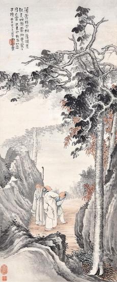  人物 立轴 设色纸本