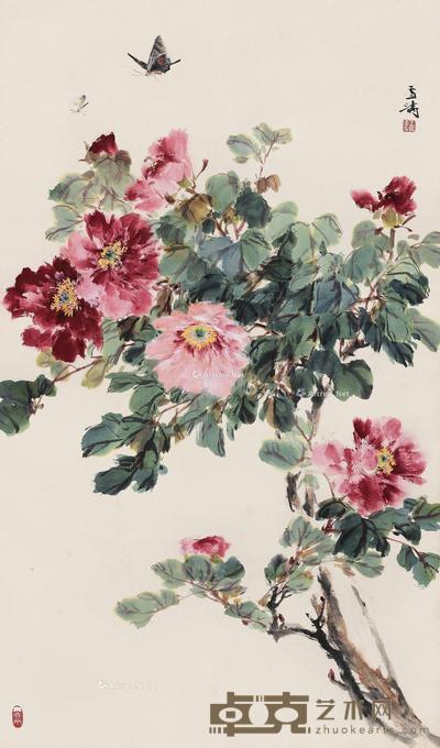  牡丹 立轴 设色纸本 135×79cm