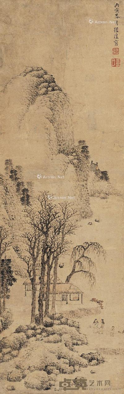  1856年作 深山访友 立轴 水墨纸本 94×29cm