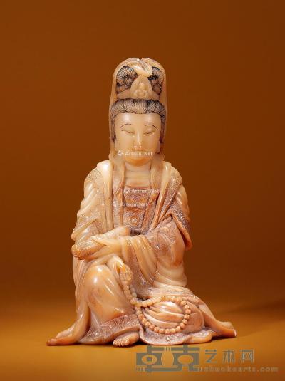  清代 寿山石雕观音像 14.3×10cm