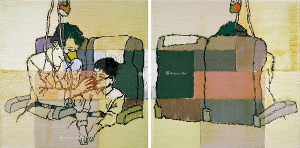  2009年作 氧气面罩 油彩 画布（双联作）