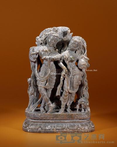  帕拉风格 石雕婆罗像 16×10cm