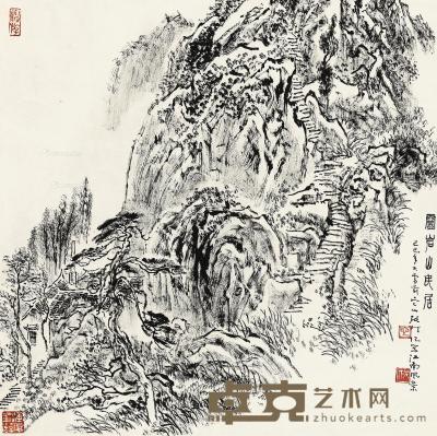  1989年作 灵岩山民居 镜心 水墨纸本 68×68cm