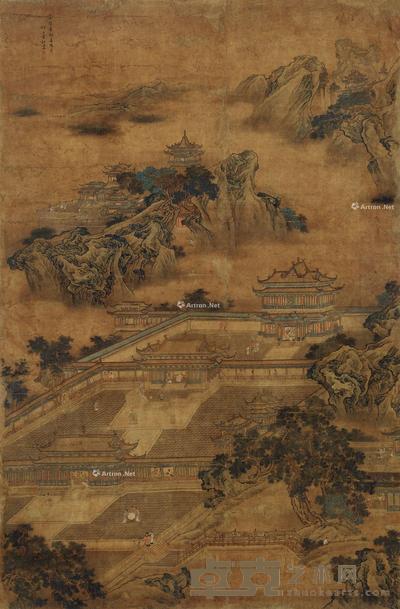  1711年作 仙山楼阁图 立轴 设色绢本 240×154cm