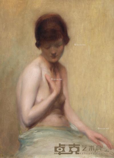  19世纪 半身裸女像 布面油画 64×49cm