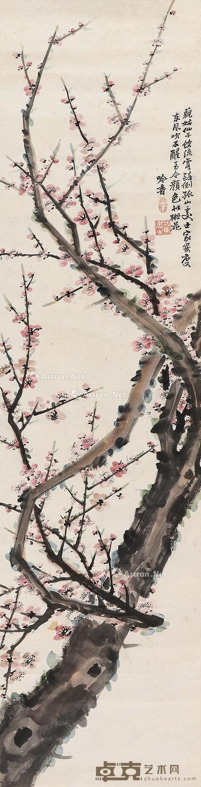  梅花 立轴 设色纸本 130×32cm