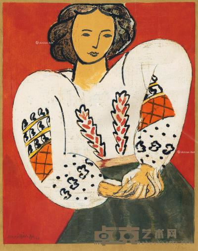  1940年作 罗马尼亚衬衫 石版画 56×44cm