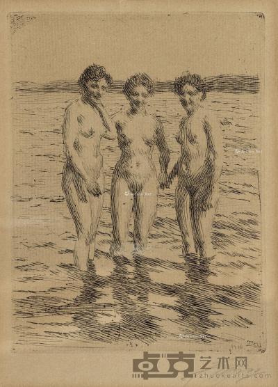  1910年作 美惠三女神 蚀刻铜版画 15.5×11.5cm