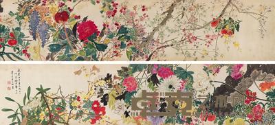 1858年作 繁华图 手卷 设色绢本 34×314cm