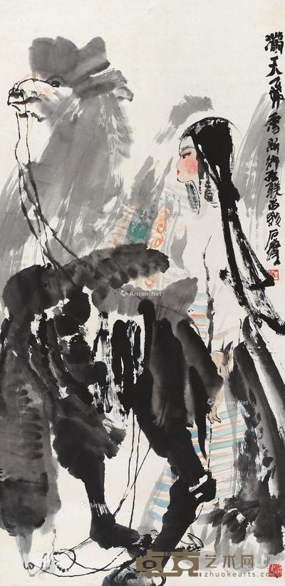 满天飞雪 立轴 设色纸本 138×67cm