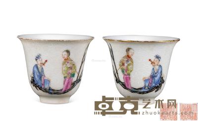 清道光 轧道粉彩八仙杯 (一对) 直径6.8cm;高5.8cm×2