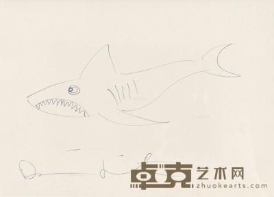  鲨鱼 圆珠笔手稿 20.5×28.5cm