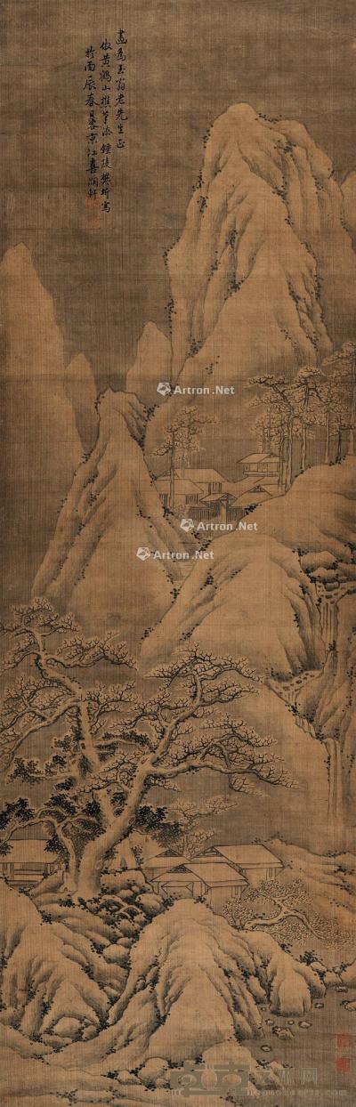  1676年作 仿黄鹤山樵笔意 立轴 设色绢本 160×52cm