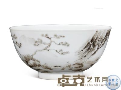  清雍正 墨彩山水人物碗 直径11.8cm；高5.6cm