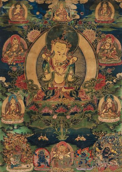 18世纪 金刚萨埵唐卡 矿物胶彩棉布 62×43.5cm