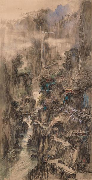  1963年作 太鲁阁春色 彩墨 纸本