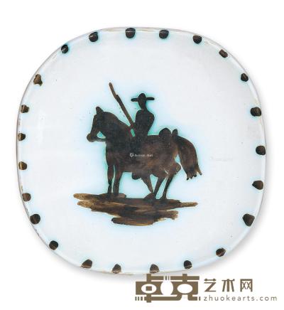  骑马斗牛士 瓷盘 19×19cm