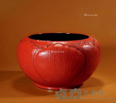 清早期 朱红漆钵 直径25cm