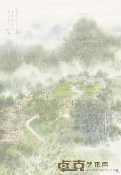 2015年作 山雨洗过翠欲流 镜心 设色纸本 68×47cm