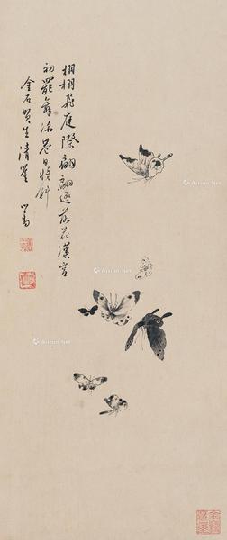  蝶翩翩 立轴 水墨纸本