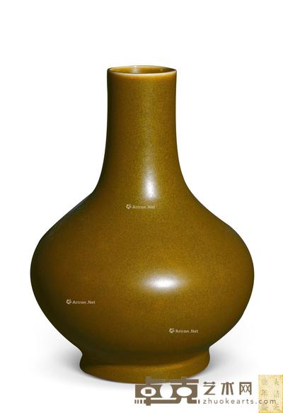 清光绪 茶叶末釉荸荠瓶 高33cm