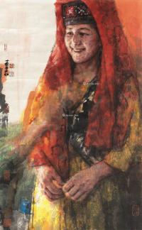  2006年作 新疆女子 镜心 设色纸本