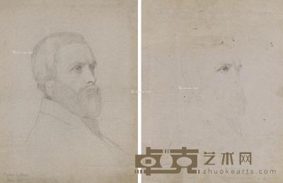  1854年作 绅士肖像 纸本素描 61×46.5cm