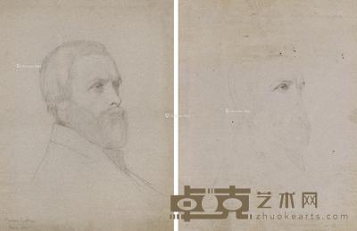 1854年作 绅士肖像 纸本素描 61×46.5cm