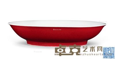 清乾隆 霁红釉盘 直径16.2cm
