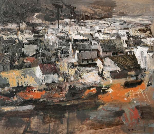  2006年作 乡村 镜框 布面油画