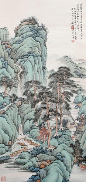  青绿山水 立轴 设色纸本