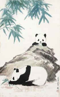  熊猫 挂轴 设色纸本