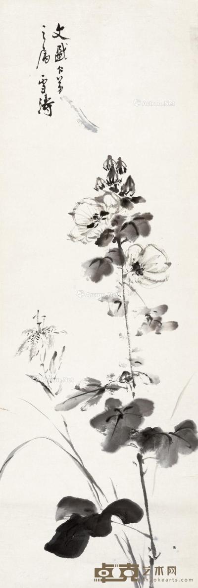  花卉 立轴 水墨纸本 97×32cm