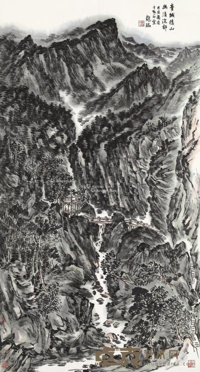  2009年作 青城后山 纸本设色 178×95cm