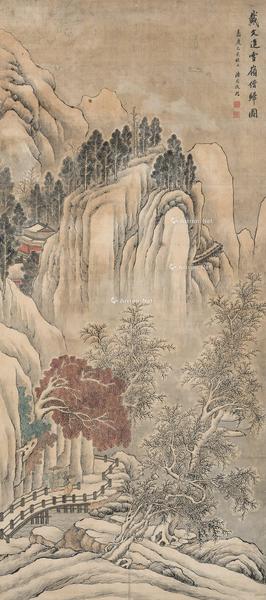  1795年作 雪岭僧归图 立轴 设色绢本