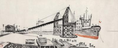  1950年作 港口 纸本水彩
