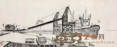  1950年作 港口 纸本水彩 28×68cm