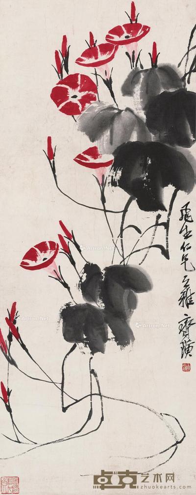  牵牛花 镜心 设色纸本 106.5×42cm