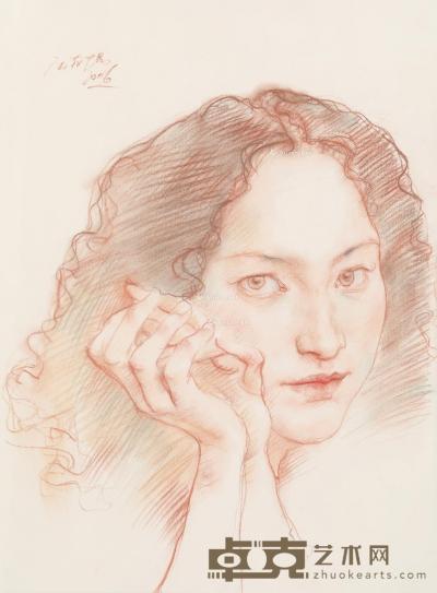  2006年作 女子头像 纸本色粉 53×39cm