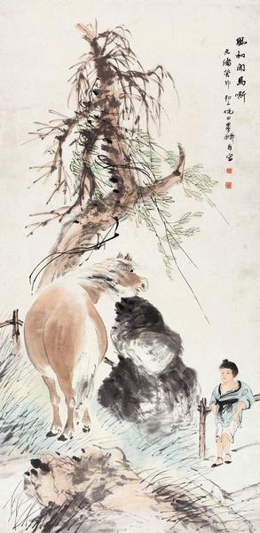  1903年作 风和闻马嘶 立轴 设色纸本
