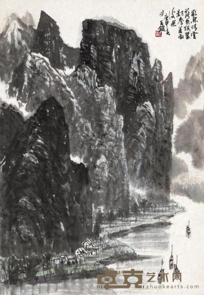  1980年作 桂林山水 纸本设色 66×46cm