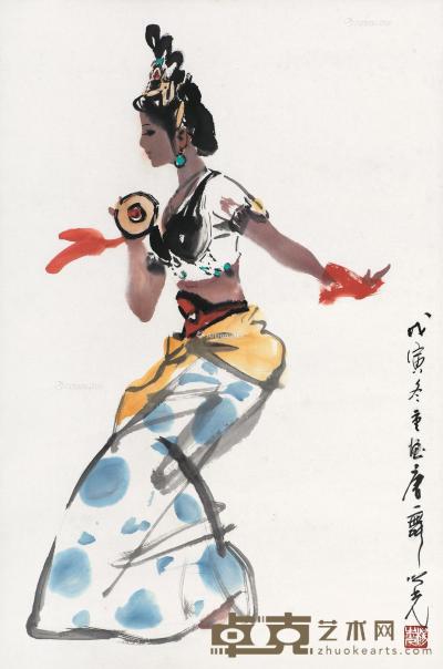  2008年作 舞蹈人物 纸本设色 68×45cm