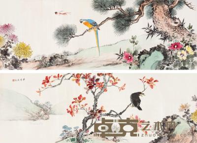  花鸟 卷 设色绢本 46×260cm