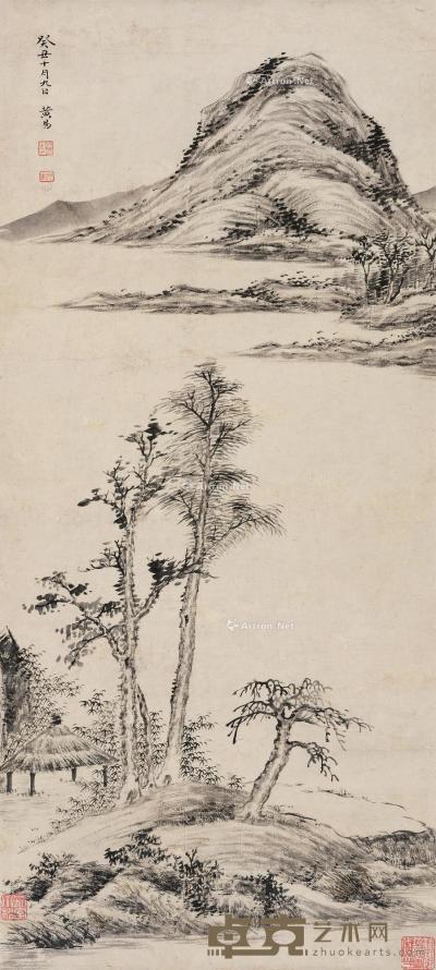  1793年作 山水 立轴 水墨纸本 77×35cm