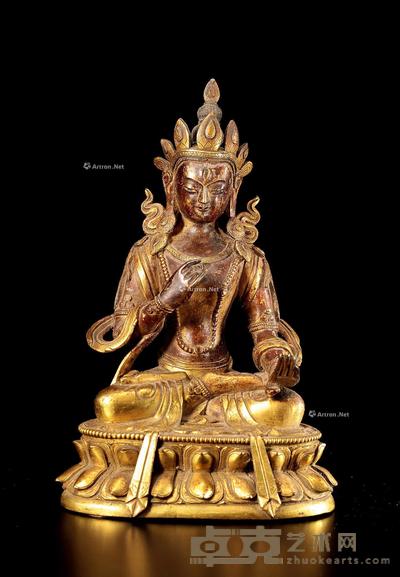  十八世纪 铜鎏金大白伞盖佛母 高17cm