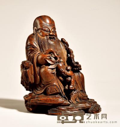  清早期 竹雕寿星像 高19cm