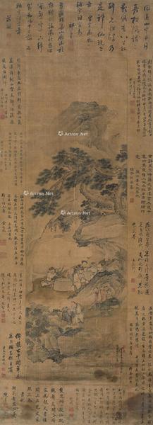  1662年作 八仙祝寿 立轴 设色绢本